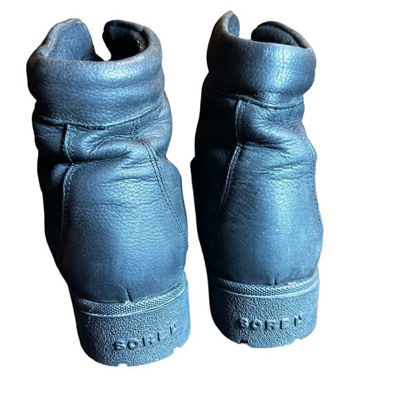 Vintage Sorel Black Leather Calf Hair Ankle Booties - Size 10 - Picture 7 of 10